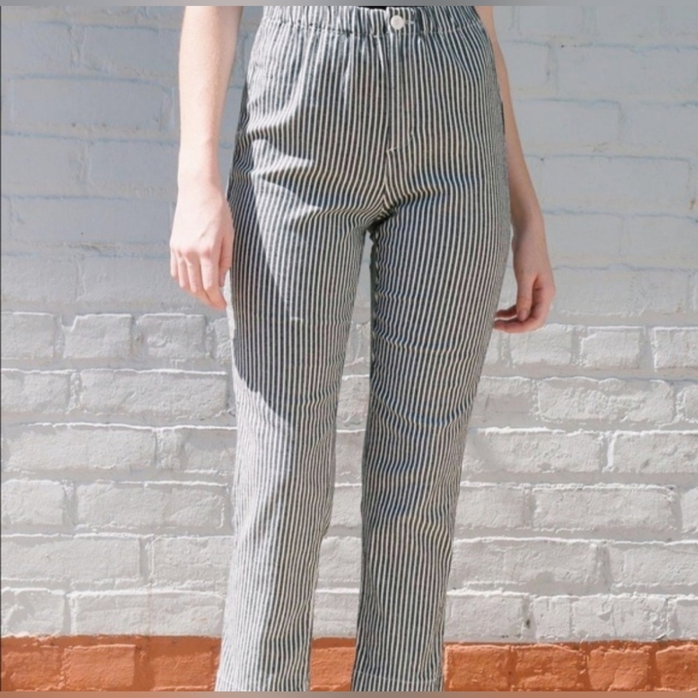 Brandy Melville John Galt Railroad Pinstripe Trousers, Elastic Waist, Size XS